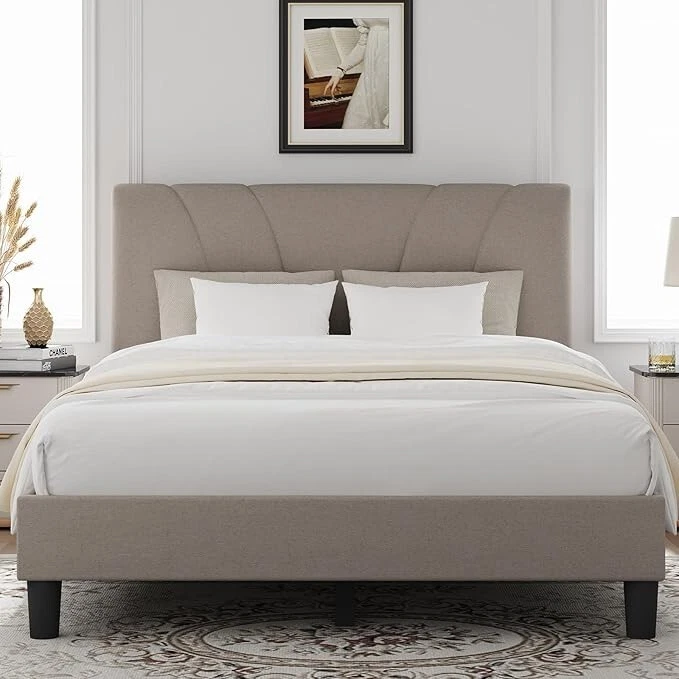 Full Bed Frame,Adjustable Upholstered Headboard, W